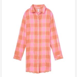 **new** Button-front Flannel Sleep Top